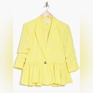 Cinq à Sept Kourtney Yuzu Yellow Peplum Blazer